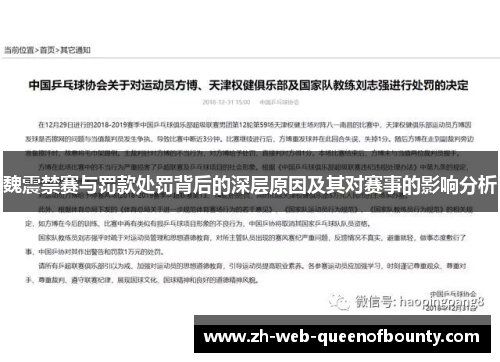 魏震禁赛与罚款处罚背后的深层原因及其对赛事的影响分析